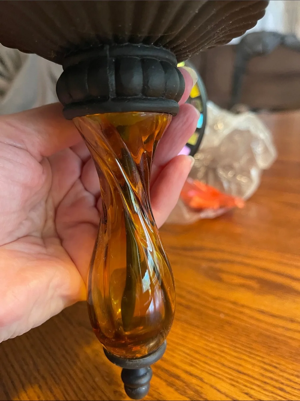 PartyLite Amber Mosaic Jewel-Accent Glass Candle Holder - Picture 3 of 6